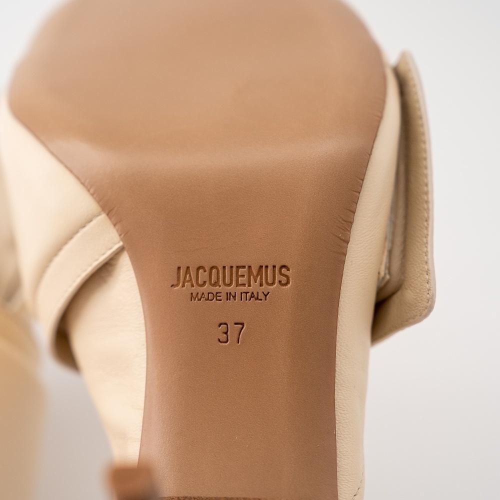 size 37 7US - Jacquemus Leather Les Mules Padded Leather Cream Heels - Picture 6 of 8